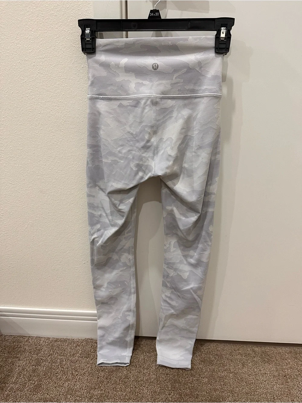 Lululemon High-Waist Light Gray and White Camo Leggings